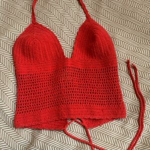 Vintage Red Crochet Halter